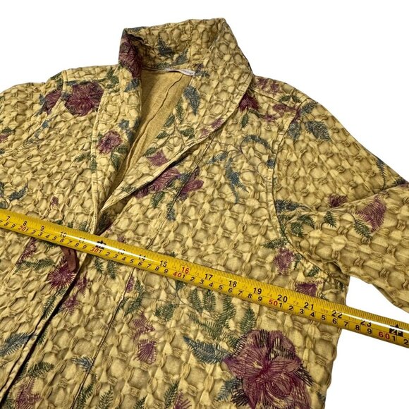 Soft Surroundings Embroidered Jacket Sz. XL Mustard Floral Artsy Lagenlook Boho - Picture 6 of 11